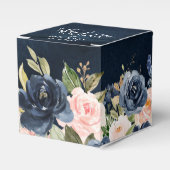 ネイビーブルー赤面ピンクローズボー結婚ホズ フェイバーボックス (正面サイド)