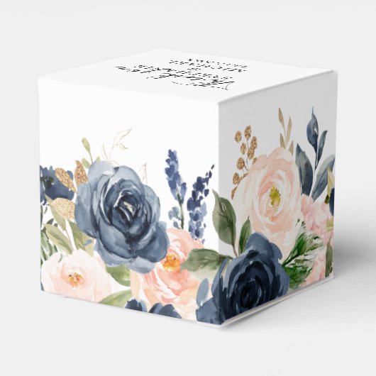 ネイビーブルー赤面ピンクローズボー結婚ホズ フェイバーボックス (裏面サイド)