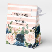 ネイビーブルー赤面ピンクローズボー結婚ホズ フェイバーボックス (裏面サイド)