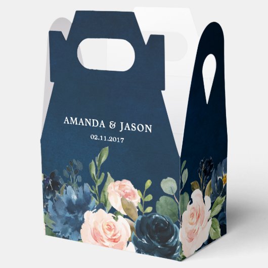 ネイビーブルー赤面ピンクローズボー結婚ホズ フェイバーボックス (オープン)