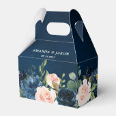 ネイビーブルー赤面ピンクローズボー結婚ホズ フェイバーボックス (正面サイド)