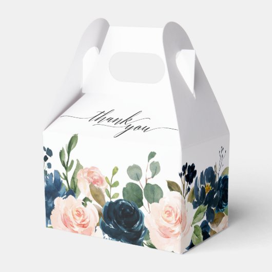 ネイビーブルー赤面ピンクローズボー結婚ホズ フェイバーボックス (裏面サイド)