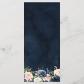 ネイビーブルー赤面ピンクローズボー結婚ホズ メニュー (裏面)