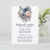 ネイビーブルー赤面ピンクローゼズブリデスメイズランチョン 招待状 (スタンド正面)