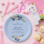 ネイビーブルー赤面ピンクローゼズボホ卒業 ペーパープレート (パーティー)