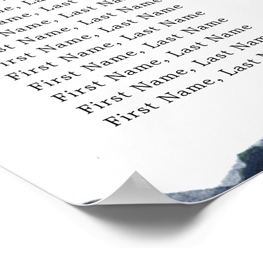 ネイビーブルー赤面ピンク植物表 ポスター (角)