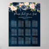 ネイビーブルー赤面ピンク植物表 ポスター (正面)