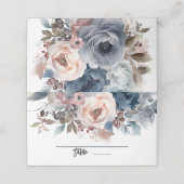 ネイビーブルー赤面ピンク結婚フローラのテーブル番号 プレイスカード (外部開封)