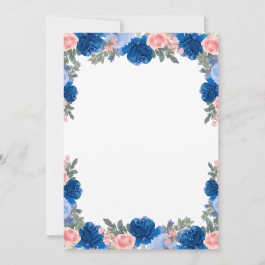 ネイビーブルー赤面ピンク金ゴールドティアラパリキンセアニラ 招待状 (裏面)