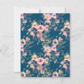 ネイビーブルー赤面フローラグリー葉ンセアニラ 招待状 (裏面)