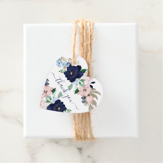 ネイビーブルー赤面フローラベビーシャワー好意ギフトラベル フェイバータグ (インサイチュ)