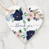 ネイビーブルー赤面フローラベビーシャワー好意ギフトラベル フェイバータグ (正面)