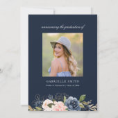 ネイビーブルー赤面フローラ法科卒業会 招待状 (裏面)