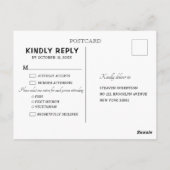 ネイビーブルー赤面フローラ素朴ストリングライトRSVP ポストカード (裏面)