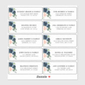 ネイビーブルー赤面フローラ結婚ズゲストアドレス シール (シート)