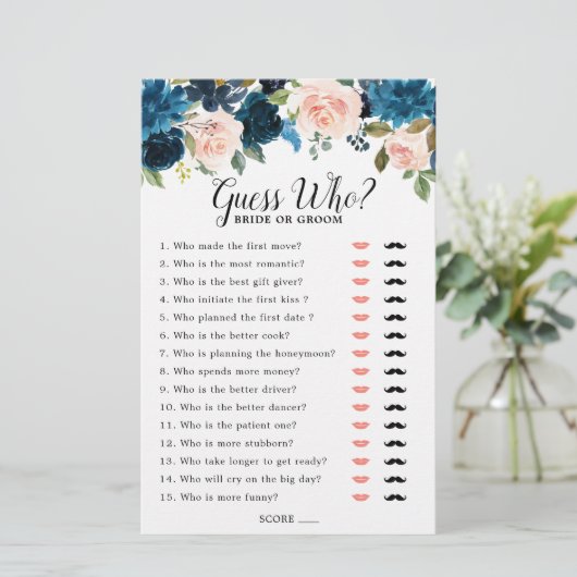 ネイビーブルー赤面ブライダルシャワーゲームゲー (スタンド正面)