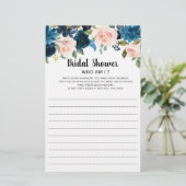 ネイビーブルー赤面ブライダルシャワーWho Am I Game (スタンド正面)