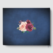 ネイビーブルー赤面ブルゴーニュバラストリングライト結婚ズ ゲストブック (裏面)