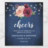 ネイビーブルー赤面ブルゴーニュバラライツ結婚ズ ワインラベル (シングルラベル)