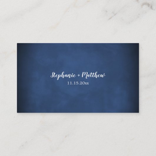 ネイビーブルー赤面ブルゴーニュバラ結婚のウェブサイトカード 名刺 (裏面)