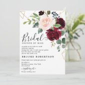 ネイビーブルー赤面ブルゴーニュブライダルシャワーバイメール 招待状 (スタンド正面)