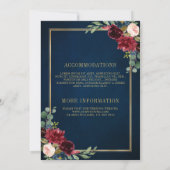 ネイビーブルー赤面ブルゴーニュ金ゴールドジオメトリック結婚ス 招待状 (裏面)