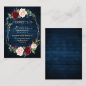 ネイビーブルー赤面ブルゴーニュ金ゴールド幾何学披露宴 エンクロージャーカード (正面/裏面)