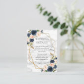 ネイビーブルー赤面マーブルジオメトリックフローラ詳細 エンクロージャーカード (スタンド正面)