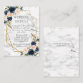 ネイビーブルー赤面マーブルジオメトリックフローラ詳細 エンクロージャーカード (正面/裏面)