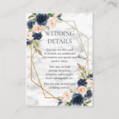 ネイビーブルー赤面マーブルジオメトリックフローラ詳細 エンクロージャーカード (正面)