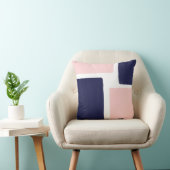 ネイビーブルー赤面ミニマリストカラーブロック クッション (椅子)