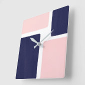 ネイビーブルー赤面ミニマリストカラーブロック スクエア壁時計 (傾斜)
