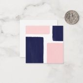 ネイビーブルー赤面ミニマリストカラーブロック ノートカード (正面/裏面インサイチュ)