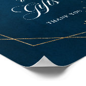 ネイビーブルー赤面幾何学的ウェディングカードとギフト ポスター (角)