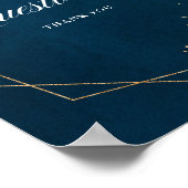 ネイビーブルー赤面幾何署名ゲストブックポスター ポスター (角)