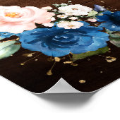 ネイビーブルー赤面素朴ウッド金ゴールドジオメトリックウェルカム ポスター (角)