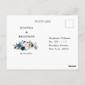 ネイビーブルー赤面素朴ウッド金ゴールドジオメトリックRSVP ポストカード (裏面)