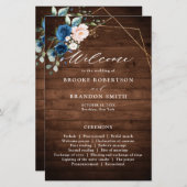 ネイビーブルー赤面素朴ウッド金ゴールド幾何学プログラム (正面/裏面)