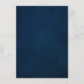 ネイビーブルー赤面素朴フローラジオメト結婚リ エンクロージャーカード (裏面)