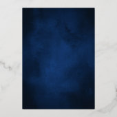 ネイビーブルー赤面結婚フローラの幾何学的金ゴールド 箔招待状 (裏面)