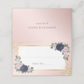 ネイビーブルー赤面結婚金ゴールドの座席番号 プレイスカード (外部開封)