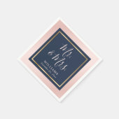 ネイビーブルー赤面金ゴールドミセス結婚ズ スタンダードカクテルナプキン (角)