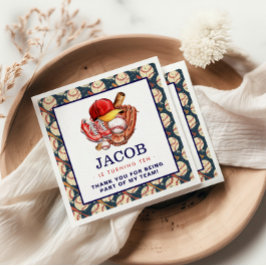 ネイビーブルー野球子供の誕生日パーティー水彩色 スタンダードカクテルナプキン