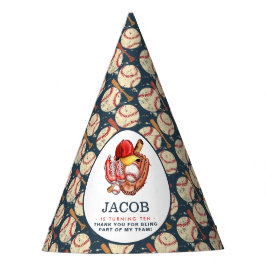 ネイビーブルー野球子供の誕生日パーティー水彩色 パーティーハット