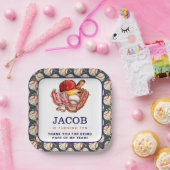 ネイビーブルー野球子供の誕生日パーティー水彩色 ペーパープレート (パーティー)