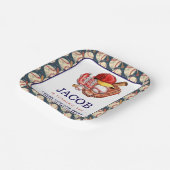 ネイビーブルー野球子供の誕生日パーティー水彩色 ペーパープレート (傾斜あり)