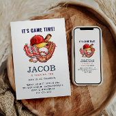 ネイビーブルー野球子供の誕生日パーティー水彩色 招待状