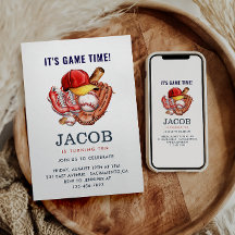 ネイビーブルー野球子供の誕生日パーティー水彩色