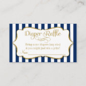 ネイビーブルー金ゴールドおむつラッフルベビーシャワーカード エンクロージャーカード (正面)