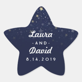 ネイビーブルー金ゴールドとホワイトスター結婚ズの名前と日付 星シール